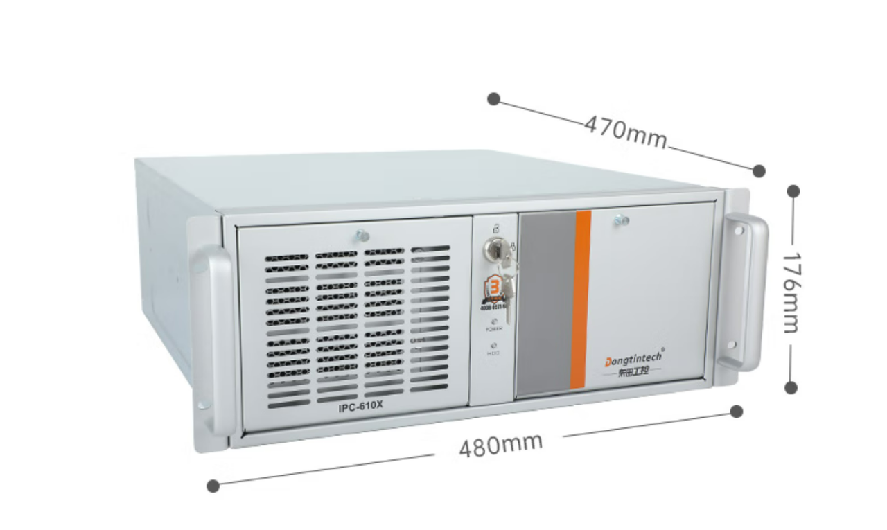 　這款機(jī)器采用了DT-610X機(jī)箱和DT-WR680MA主板。整體為銀灰色。采用了熱浸鍍鋅薄鋼板，防銹、耐候性強(qiáng)。并且它的防銹蝕性特別好，-般環(huán)境防蝕效果可達(dá)30-50年，熱浸鍍鋅薄鋼板外形美觀，加工容易。尺寸為430（481.6帶耳朵）*470*176mm（寬*深*高）,約重23kg，便于搬運(yùn)。